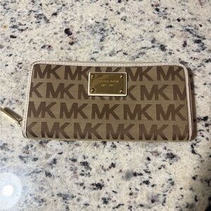 Michael Kors Tan Logo Zip Wallet